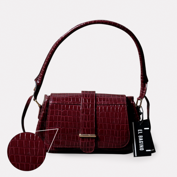 Shoulder Bag Cherry Color Croco Texture for Women | ElBagino