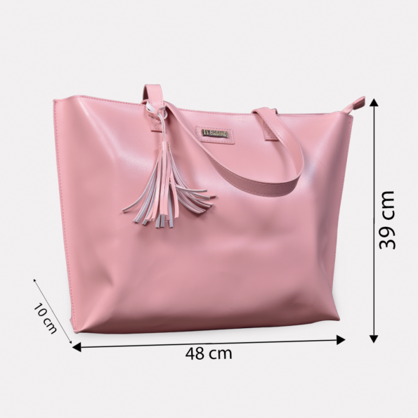 Versatile pink tote bag with durable straps and multiple compartments, designed for women on the go.