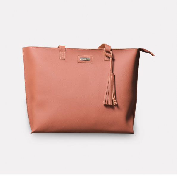 A classic tan tote bag with a sleek design and comfortable leather handles, ideal for everyday use. | ElBagino