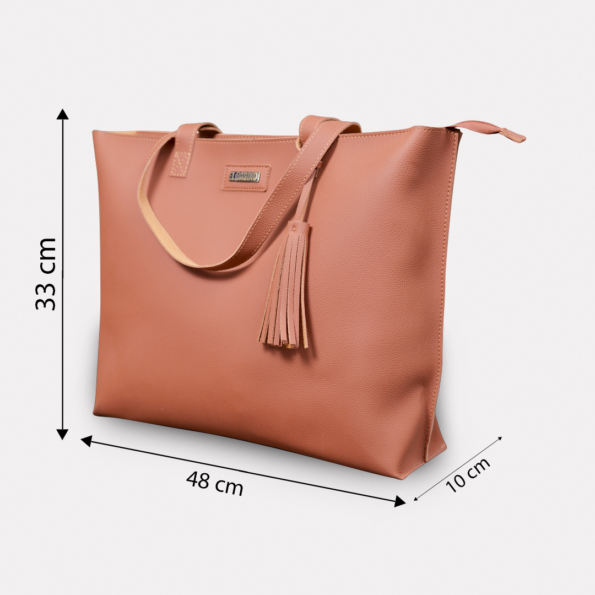 Chic tan tote bag with a soft, textured finish and durable straps, designed for modern women. | ElBagino