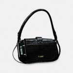 Black Croco Texture Shoulder Bag for Women | ElBagino